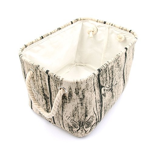 Jacone Stylish Tree Stump Design Rectangular Storage Baskets Durable Fabric Washable Storage Bins Organizers with Rope Handles, Decorative and Convenient for Kids Rooms - Set of 3 brown - Image 3