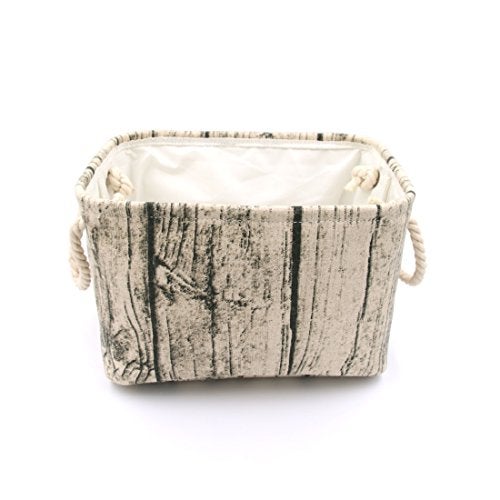 Jacone Stylish Tree Stump Design Rectangular Storage Baskets Durable Fabric Washable Storage Bins Organizers with Rope Handles, Decorative and Convenient for Kids Rooms - Set of 3 brown - Image 4