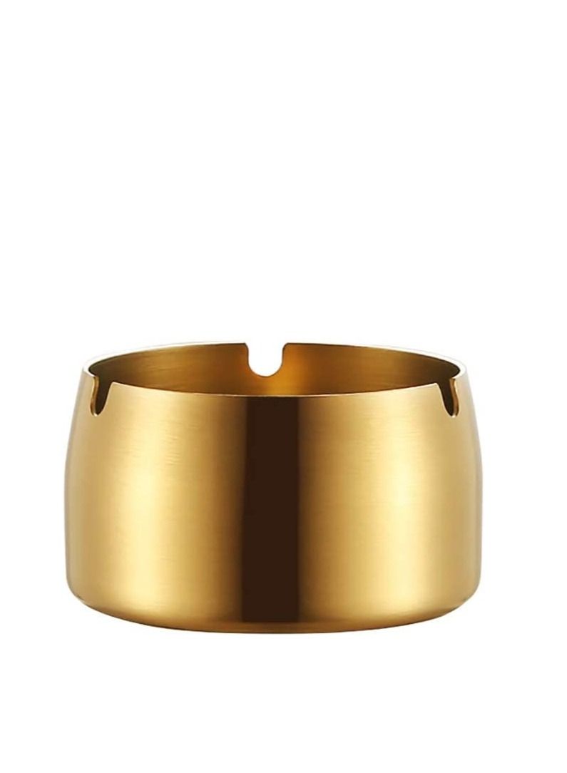 Stainless Steel Round High Temperature Drop Resistant Ashtray (Gold) - Image 1