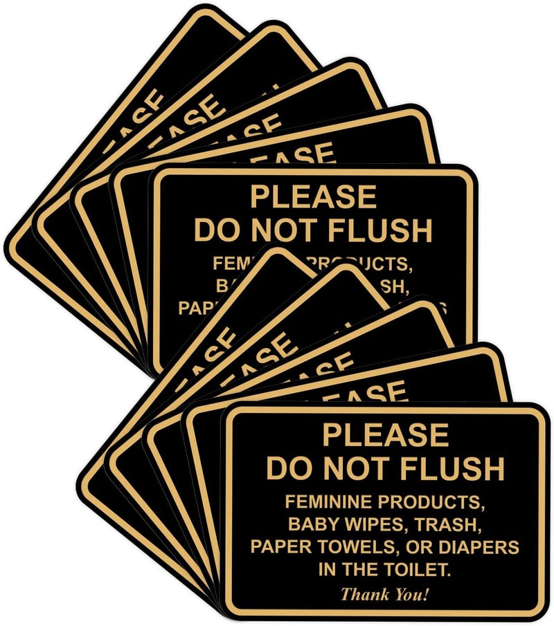 All Quality Classic Framed Please Do Not Flush Thank You Bathroom Etiquette Sign - 5" x 7" (Black-Gold) 10 Pack - Image 1