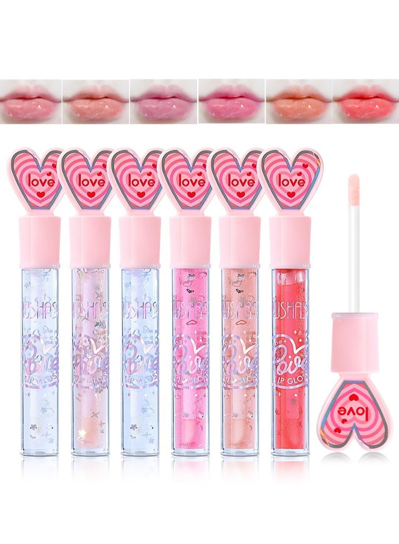 Captaintech 6 Colors Hydrating Glitter Lip Gloss Set, Plumping Oil, Moisturizing Shimmer Glow Long Lasting Liquid Lipstick Crystal Jelly for Girls and Women Plumper Tint Makeup - Image 1