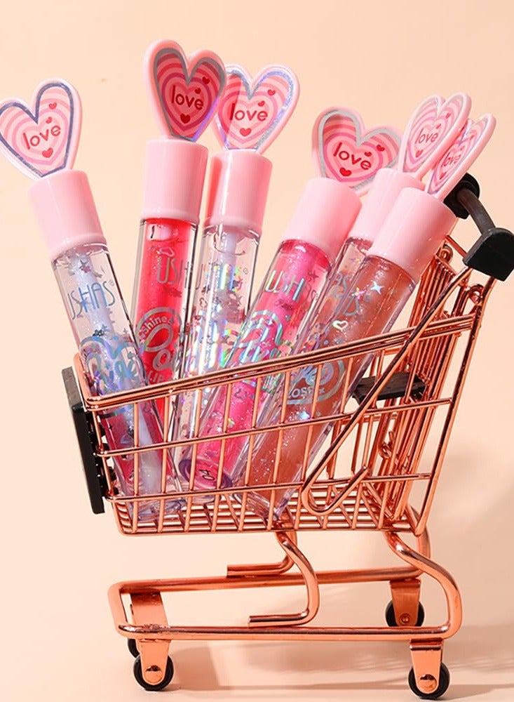 Captaintech 6 Colors Hydrating Glitter Lip Gloss Set, Plumping Oil, Moisturizing Shimmer Glow Long Lasting Liquid Lipstick Crystal Jelly for Girls and Women Plumper Tint Makeup - Image 4