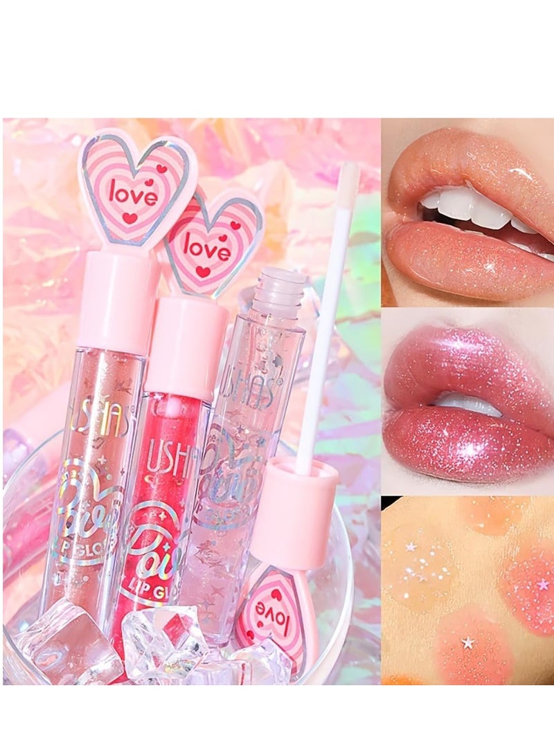 Captaintech 6 Colors Hydrating Glitter Lip Gloss Set, Plumping Oil, Moisturizing Shimmer Glow Long Lasting Liquid Lipstick Crystal Jelly for Girls and Women Plumper Tint Makeup - Image 5