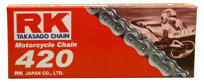 RK Racing Chain سلسلة RK Racing M420-124 (سلسلة 420) سلسلة قياسية غير O-Ring بـ 124 وصلة مع وصلة توصيل - Image 5