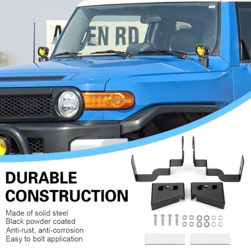 KMFCDAE Cowl Light Brackets Hood Light Mounting Bracket Lower Windshield A-Pillar Corner Light Mount for Toyota FJ Cruiser 2007-2016 (Symmetrical FJ Logo, 1 Pair) - Image 5