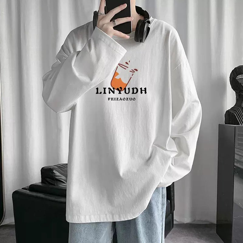 Distinctive Long-Sleeved T-Shirt For Boys Printed Trendy Inner Base Shirt Trendy Brand Ins Hong Kong-Style Loose All-Match Top - Image 5