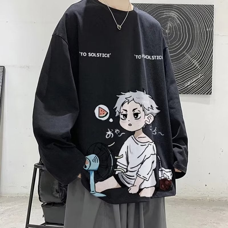 Distinctive Long-Sleeved T-Shirt For Boys Printed Trendy Inner Base Shirt Trendy Brand Ins Hong Kong-Style Loose All-Match Top - Image 1