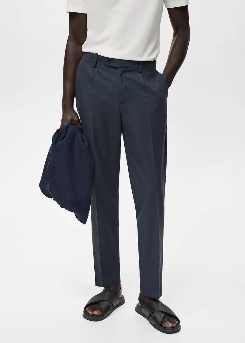 Mango Man Cotton tapered crop trousers