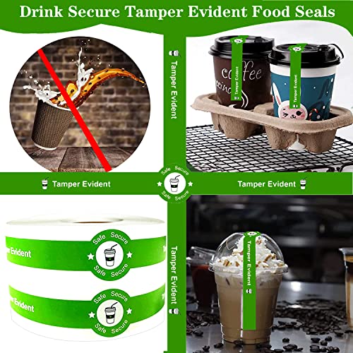 wootile Safe Secure Tamper Evident Seals Stickers for Drink Lids 1"x 9"Tamper Proof Stickers-500Pcs Food Delivery Stickers Sealed for Freshness Labels Drink Food Coffee Milk Tea Ice Cream Safety Seal Stickers - Image 2