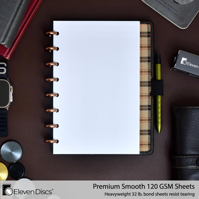 Eleven Discs Discbound Paper, Junior Size Blank Sheets - Premium 120gsm Heavyweight Notebook & Planner Refills - 8 Discs, 5.5 x 8.5 in - Punched for Circa, Arc, TUL (50 Sheets) - Image 2