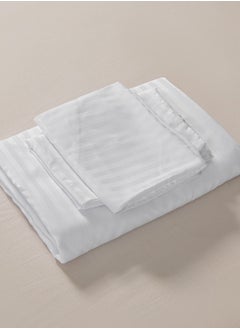 LUNA Home Fitted sheet with elastic corner 160*200 + 30 cm with 2 pillow cases, bedsheet set of 3 piece queen size, white.  - Image 5