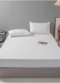 LUNA Home Fitted sheet with elastic corner 160*200 + 30 cm with 2 pillow cases, bedsheet set of 3 piece queen size, white.  - Image 3