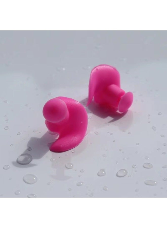 Generic Shark Fin Earplugs Swimming Waterproof Earplugs Silicone Earplugs Spiral Earplugs Sleep Noise Reduction Earplugs Silicone Three-layer-Color:Pink  - Image 1
