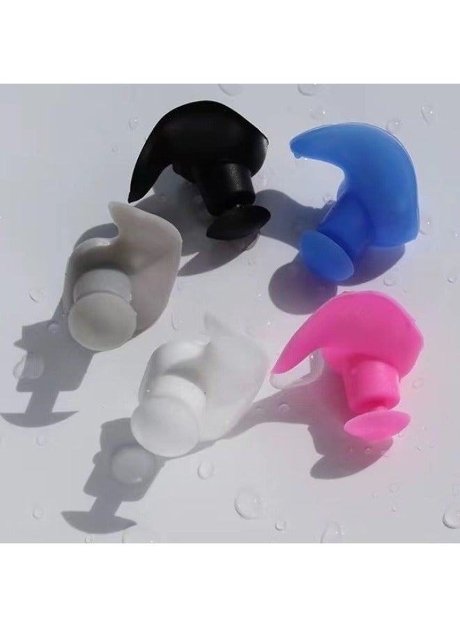Generic Shark Fin Earplugs Swimming Waterproof Earplugs Silicone Earplugs Spiral Earplugs Sleep Noise Reduction Earplugs Silicone Three-layer-Color:Pink  - Image 2