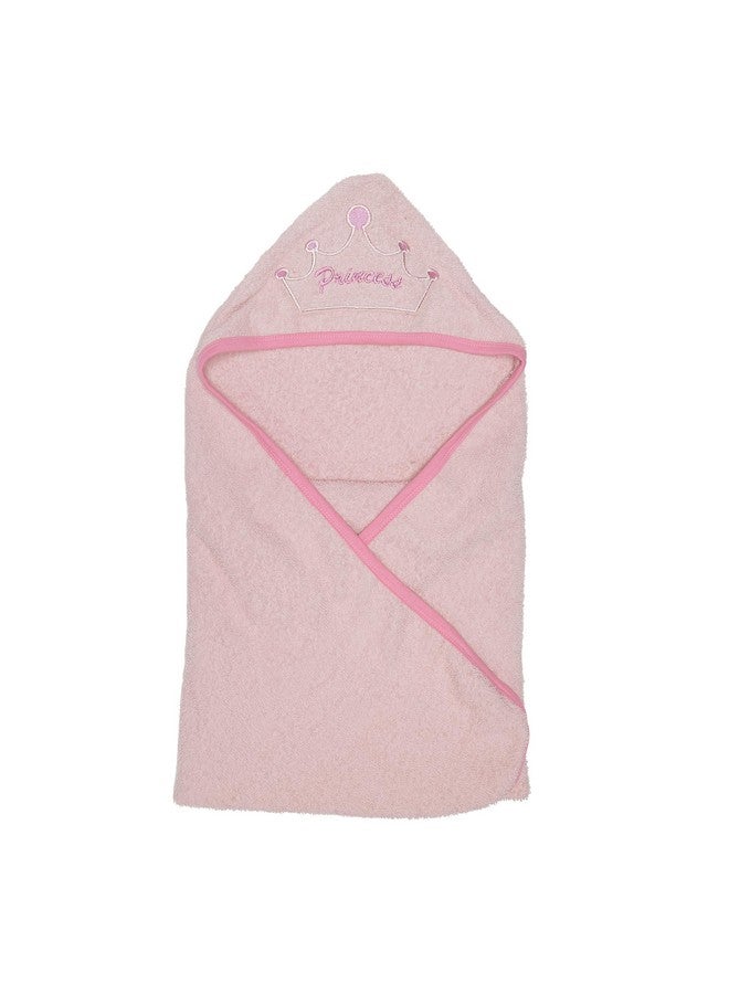 EVERYDAY KIDS Hooded Baby Toddler Bath Towel for Girls - 3D Pink Princess Towel with Crown; Soft and Absorbent Terry Cloth Hooded Towel for Young Kids; Baby Girl Bath Essential - Image 1
