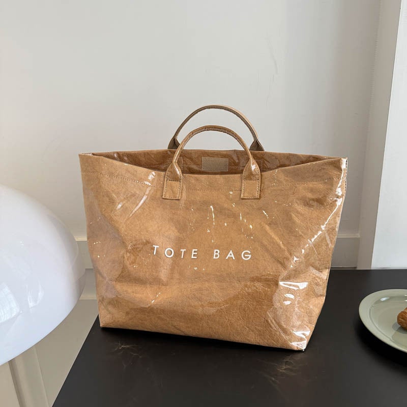 Niche Fashion Dupont Paper Women'S Bag New Large-Capacity Kraft Paper Handbag Shopping Bag With Printable Logo - Image 2