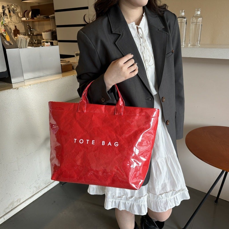 Niche Fashion Dupont Paper Women'S Bag New Large-Capacity Kraft Paper Handbag Shopping Bag With Printable Logo - Image 4