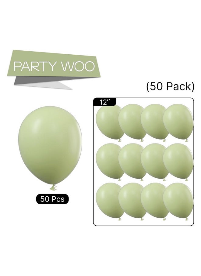 PartyWoo Beryl Green Balloons, 50 Pcs 12 Inch Boho Green Balloons, Dusty Green Balloons For Balloon Garland Or Balloon Arch As Birthday Decorations, Party Decorations, Wedding Decorations, Green-F32  - Image 5