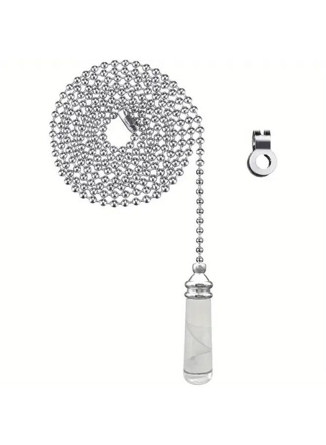2pcs Chrome Plated Copper Zipper Pull Extension Cable 39 37inch Crystal Cylinder Ball - Image 5