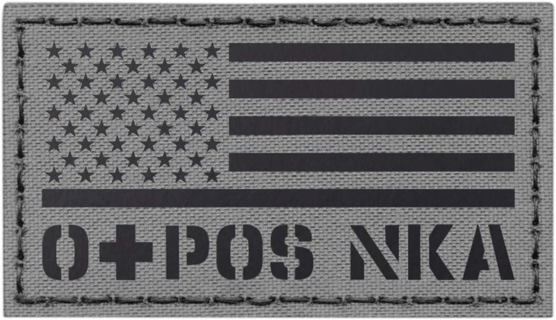 Tactical Freaky IR USA Flag OPOS O+ Blood Type Wolf Gray Grey NKA NKDA Infrared Tactical Morale Fastener Patch - Image 1
