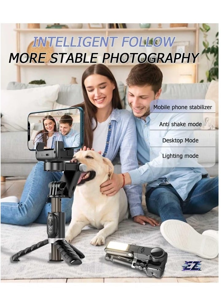 ELTRAZONE Stick Gimbal Stabilizer – 360° Rotation Tripod, 2-Axis Auto Face Selfie Stick with LED Light, Remote Control Intelligent Stabilizer for Android/iPhone Vlogging, YouTube, TikTok Videos – Perfect for Smooth, Professional-Quality Footage - Image 2