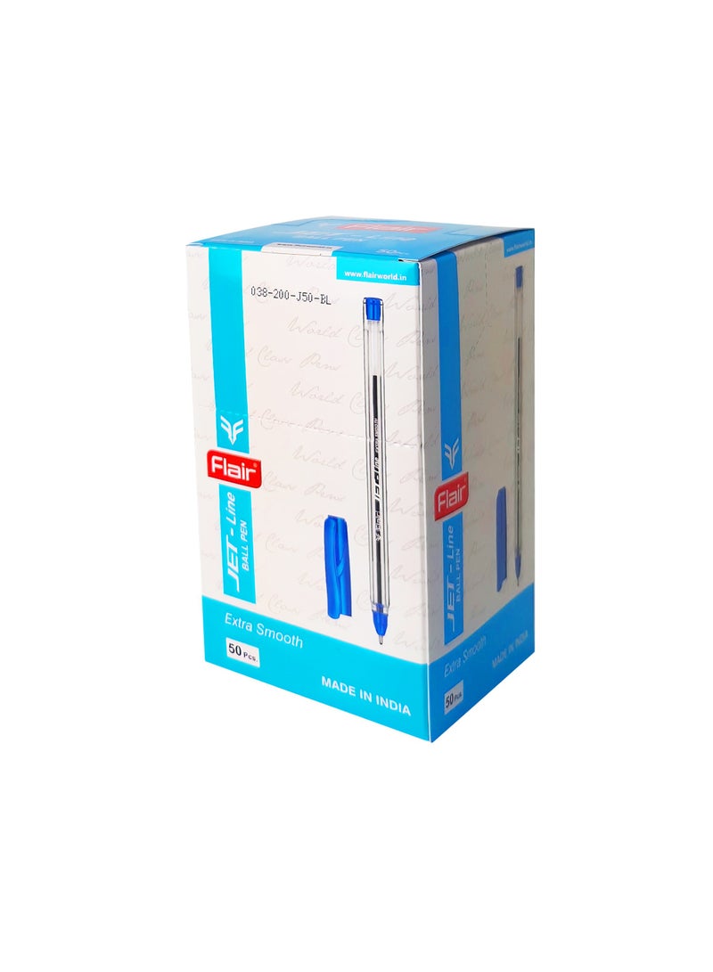 Flair Jet-Line Ball Pen Set of 50 Pcs, Blue - Image 1