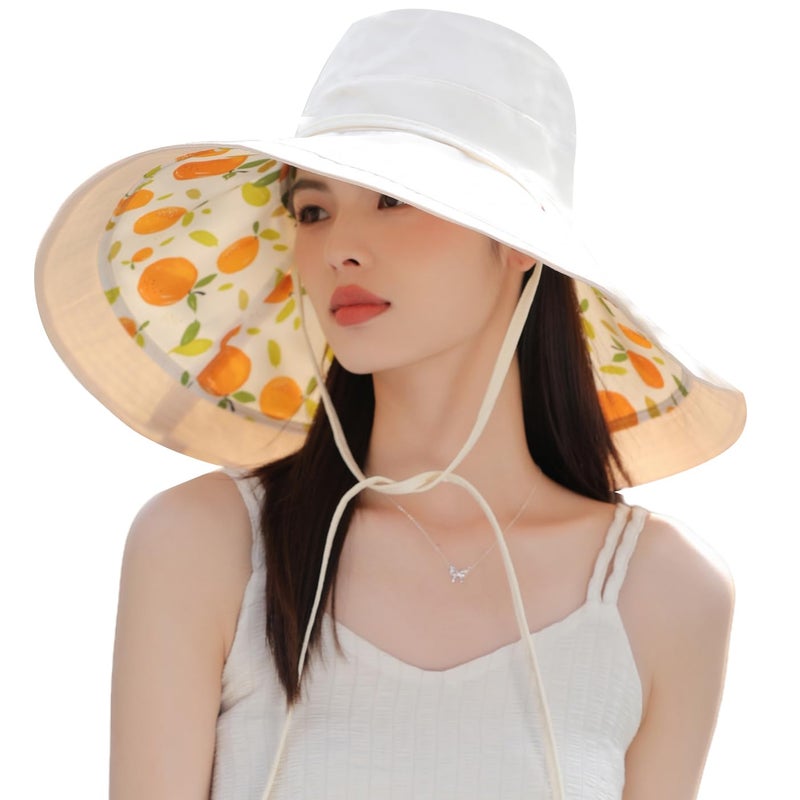 Huamulan 7 inch Wide Brim Women Summer Sun Floppy Hat Beach Bucket Hats Reversible Foldable Fishing Travel UV Protection Ladies Hat - Image 2