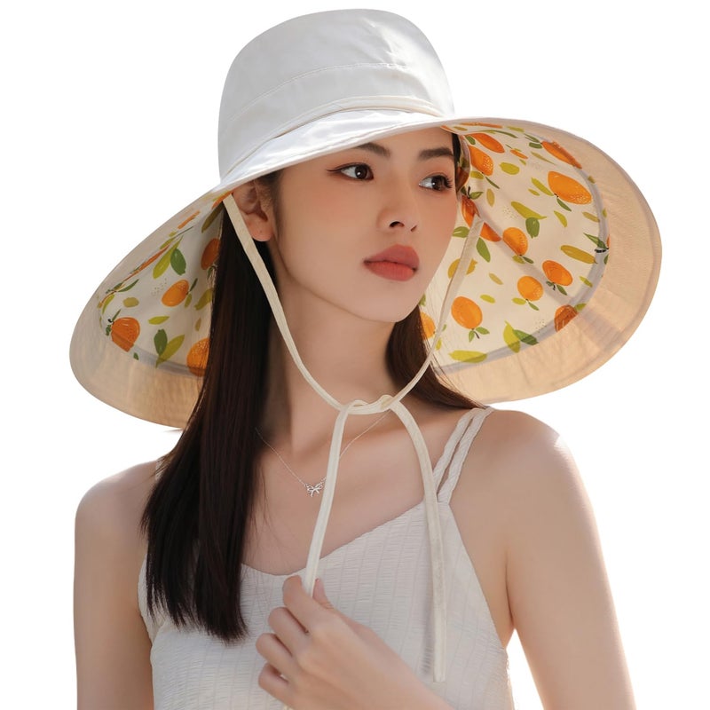 Huamulan 7 inch Wide Brim Women Summer Sun Floppy Hat Beach Bucket Hats Reversible Foldable Fishing Travel UV Protection Ladies Hat - Image 1