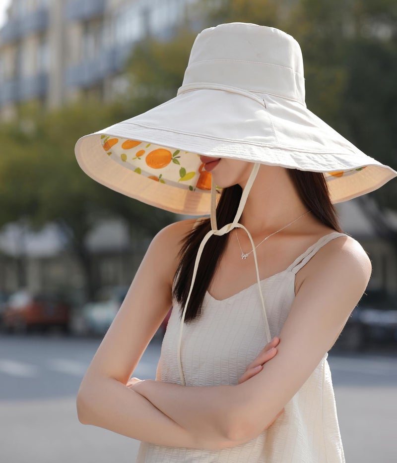 Huamulan 7 inch Wide Brim Women Summer Sun Floppy Hat Beach Bucket Hats Reversible Foldable Fishing Travel UV Protection Ladies Hat - Image 5
