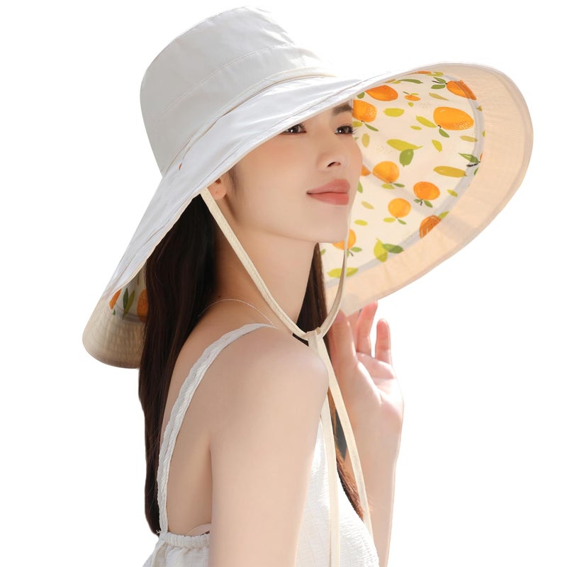Huamulan 7 inch Wide Brim Women Summer Sun Floppy Hat Beach Bucket Hats Reversible Foldable Fishing Travel UV Protection Ladies Hat - Image 3