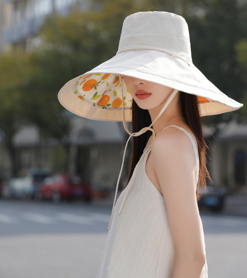 Huamulan 7 inch Wide Brim Women Summer Sun Floppy Hat Beach Bucket Hats Reversible Foldable Fishing Travel UV Protection Ladies Hat - Image 4