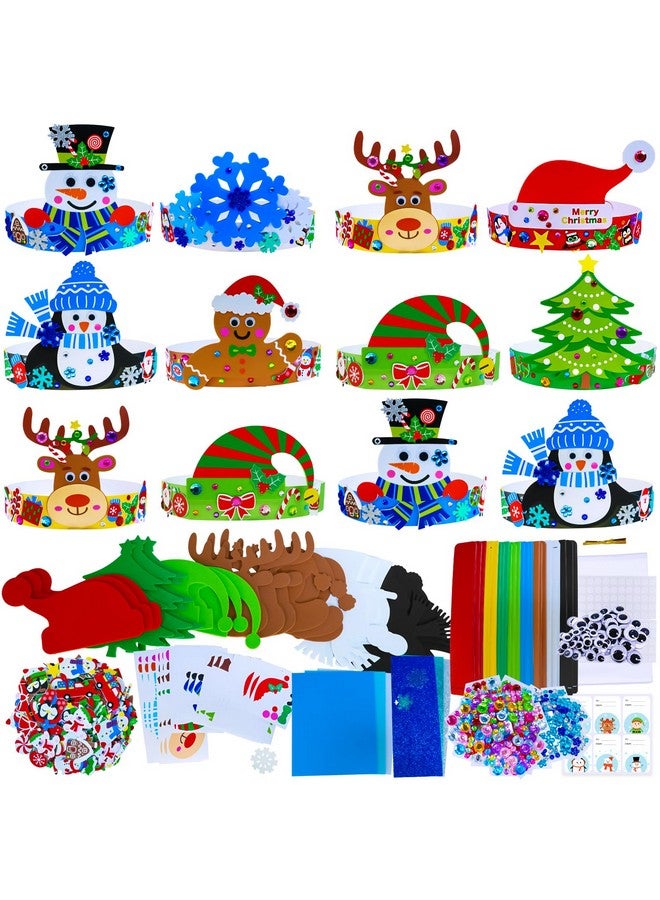 Winlyn 24 Sets Christmas Craft Kits Winter Crafts DIY Christmas Headbands Craft Kits Snowflake Christmas Tree Foam Stickers Arts and Crafts for Kids Holiday Home Classroom Art Activities Party Favors - Image 1