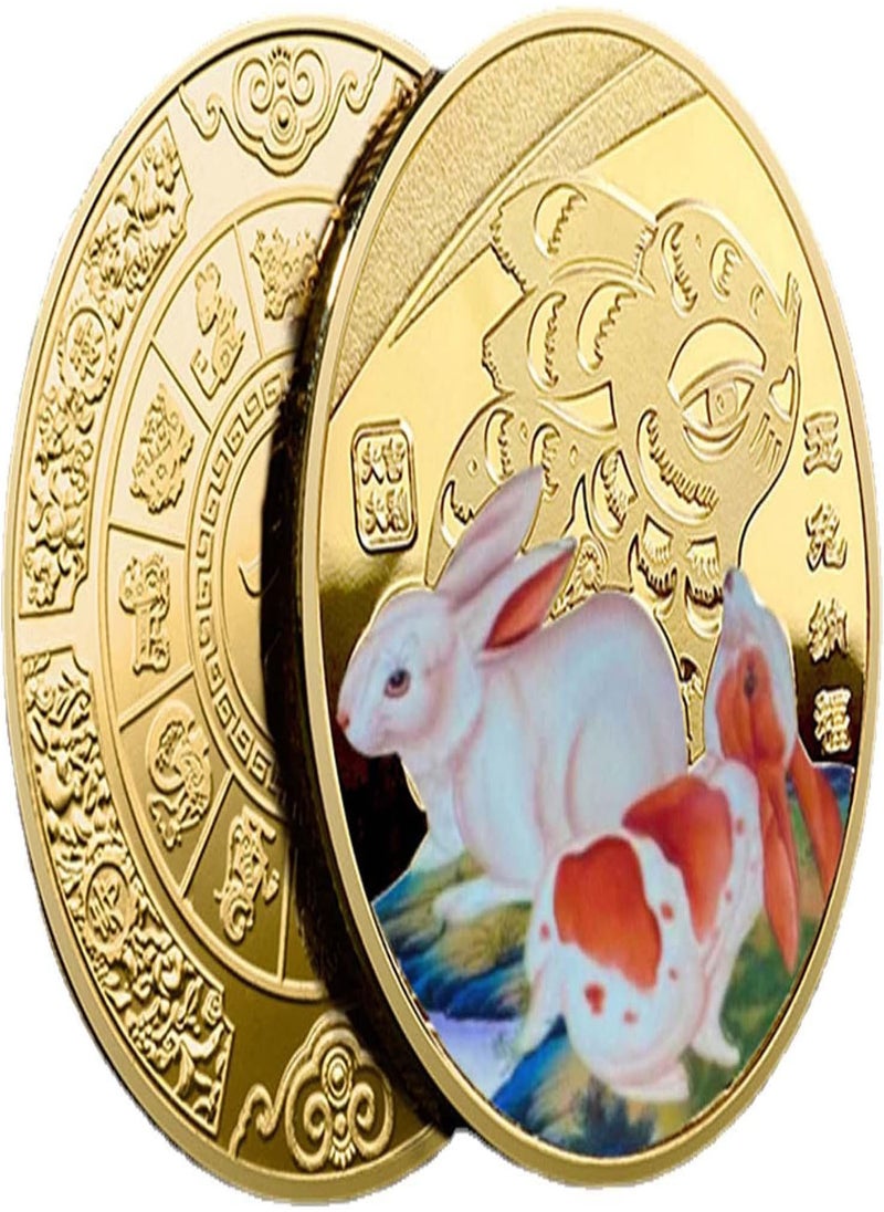 GGOOT - Chinese Zodiac Year Of Rabbit 2023 Coins | Year Of The Rabbit Chinese Lunar New Year Keepsake | Gold Silver Twelve Zodiac Year Of The Rabbit Collectibles for Chinese Lunar New Year Christmas - Image 1
