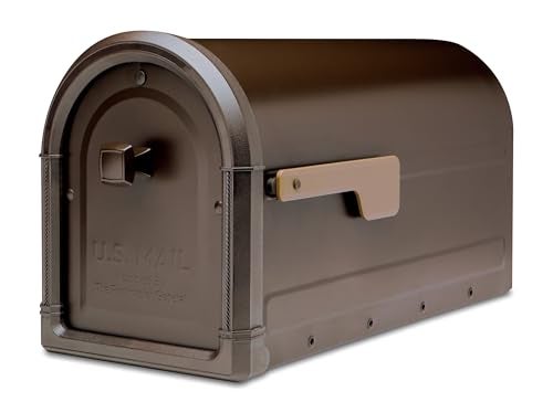 Architectural Mailboxes Roxbury Heavy Duty Steel Metal Post Mounted Mail Box for Outside Rubbed Bronze Large Curbside Mailbox with Magnetic Latch