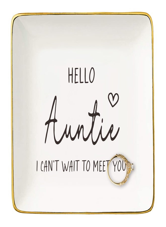 NZY Surprise Gifts for Aunt,Sister,Friends-Baby Reveal Gifts-Christmas Gift-Promoted to Aunt-Pregnancy Announcement Present-Jewelry Tray Trinket Holder Ring Dish-Hello Auntie I Can't Wait To Meet You - Image 1