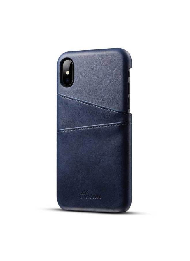 Generic - Vintage Card Small Cowhide Pattern For Iphone X Phone Case Protective Case For AppleXS Genuine Leather Business Phone Case-Color:Black-Applicable Model:For Iphone 15 Plus - Image 1