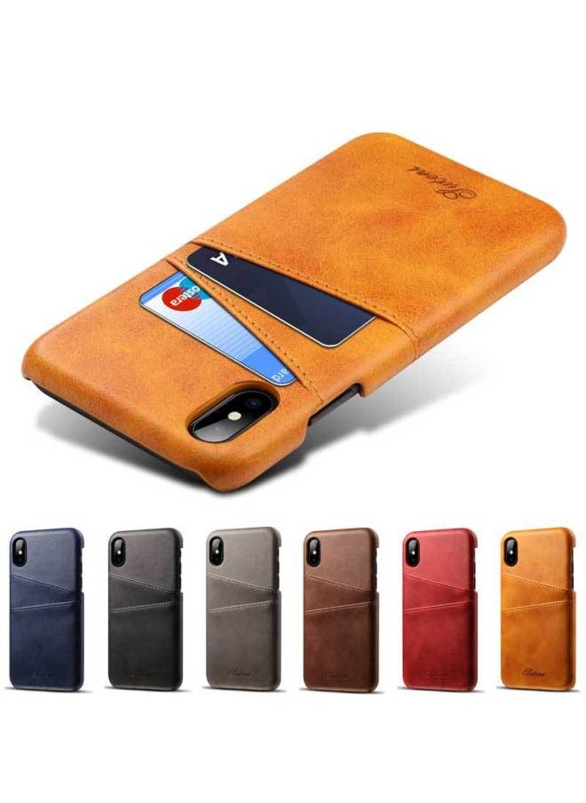 Generic - Vintage Card Small Cowhide Pattern For Iphone X Phone Case Protective Case For AppleXS Genuine Leather Business Phone Case-Color:Black-Applicable Model:For Iphone 15 Plus - Image 1
