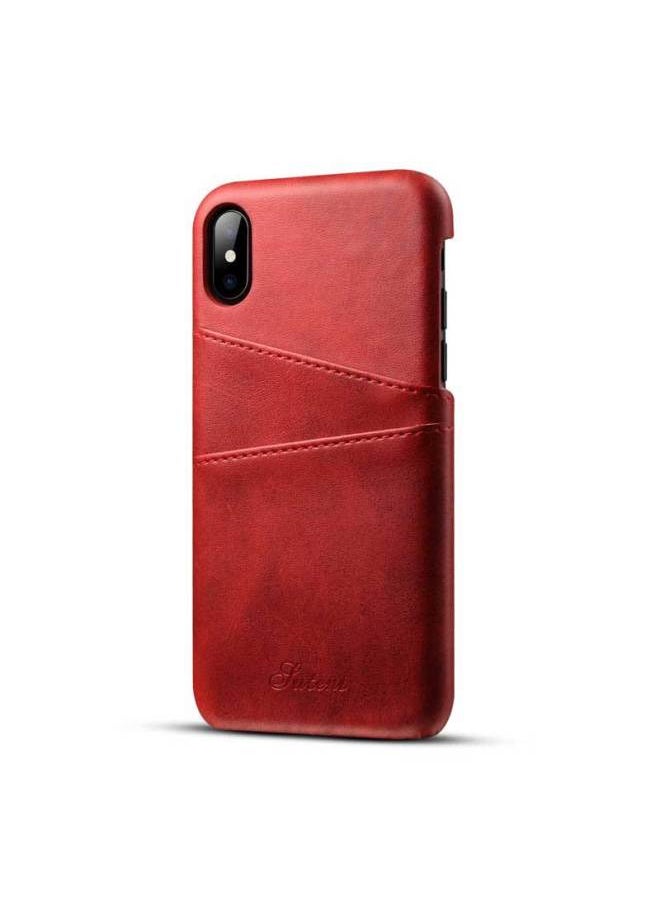 Generic - Vintage Card Small Cowhide Pattern For Iphone X Phone Case Protective Case For AppleXS Genuine Leather Business Phone Case-Color:Black-Applicable Model:For Iphone 15 Plus - Image 1
