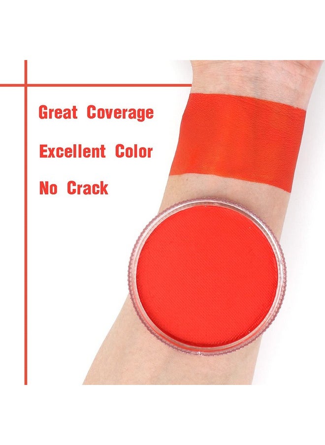 Bowitzki 30G Professional Face Paint Body Paint Water Based Face Painting Makeup Safe For Kids And Adults Split Cake Single Color (White+Orange)  - Image 4