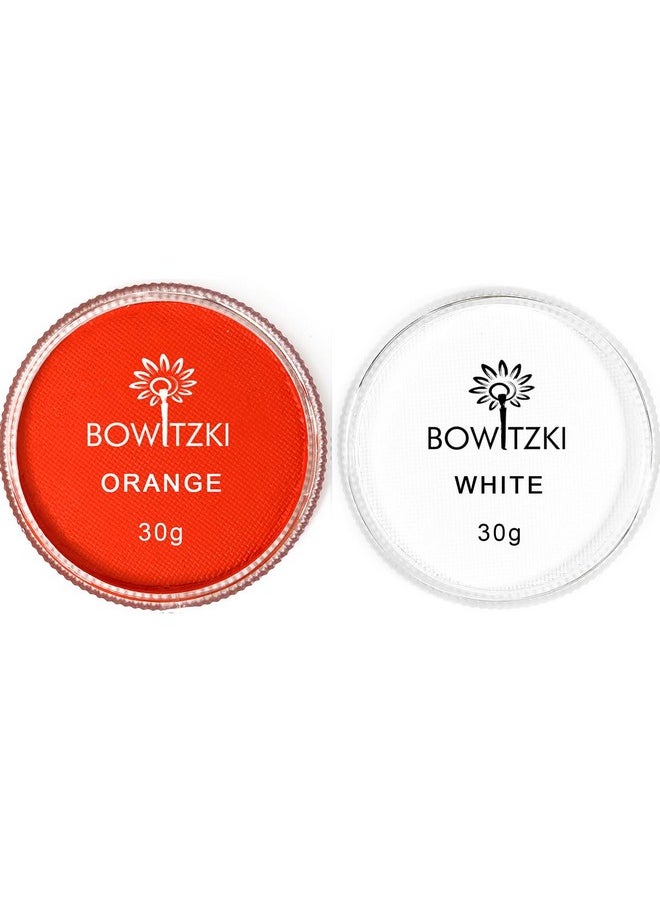 Bowitzki 30G Professional Face Paint Body Paint Water Based Face Painting Makeup Safe For Kids And Adults Split Cake Single Color (White+Orange)  - Image 2