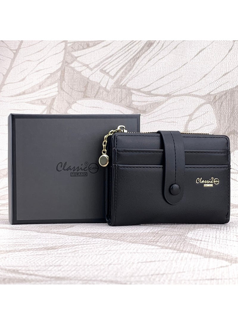 كلاسيك ميلانو - محفظة نسائية أنيقة من الجلد الصناعي مع حافظة بطاقات | محفظة عملات معدنية للنساء | محفظة نسائية نحيفة للاستخدام اليومي والسفر والهدايا - Image 1