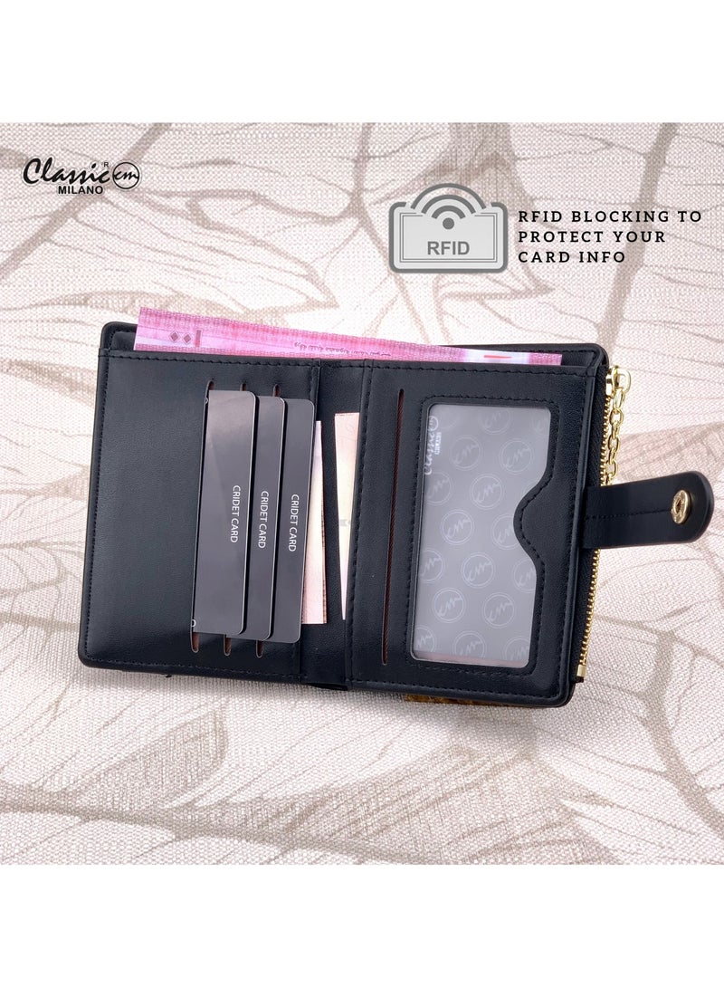 كلاسيك ميلانو - محفظة نسائية أنيقة من الجلد الصناعي مع حافظة بطاقات | محفظة عملات معدنية للنساء | محفظة نسائية نحيفة للاستخدام اليومي والسفر والهدايا - Image 4
