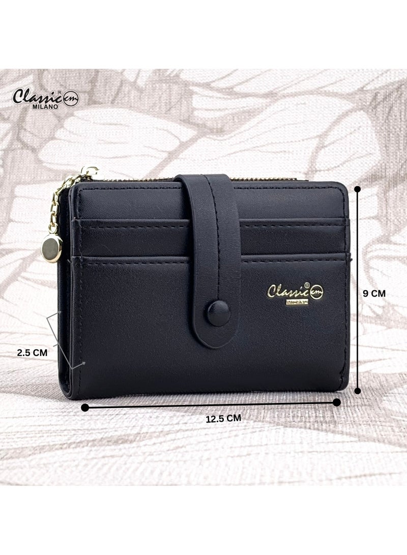 كلاسيك ميلانو - محفظة نسائية أنيقة من الجلد الصناعي مع حافظة بطاقات | محفظة عملات معدنية للنساء | محفظة نسائية نحيفة للاستخدام اليومي والسفر والهدايا - Image 5