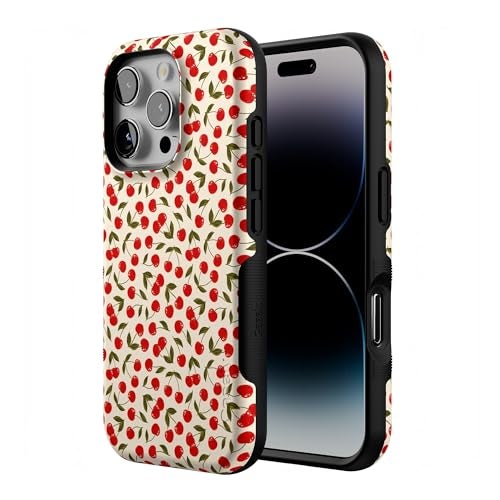 Casely iPhone 16 Pro Case Cherry on Top Red Cherries Bold Protective Design Compatible with MagSafe - Image 3