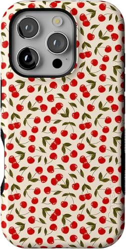 Casely iPhone 16 Pro Case Cherry on Top Red Cherries Bold Protective Design Compatible with MagSafe - Image 1