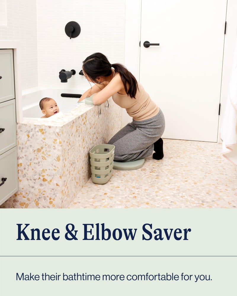 Lalo Knee & Elbow Saver - Foldable Padded Cushions for Bathtime, Quick-Dry, Suction Cups for Stability, Bath Kneeler Rest Set 17 x 11.5 in Knee Pad & 16 x 4.5 in Elbow Pad - Heather Grey - Image 2