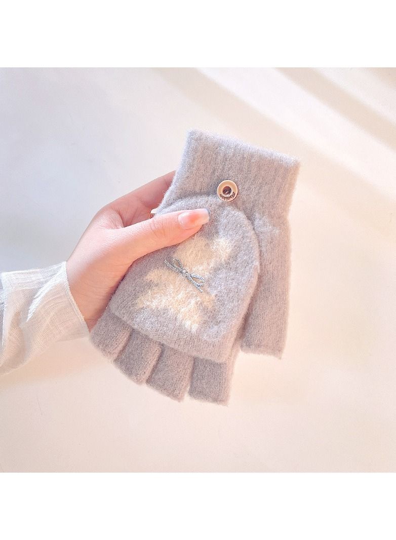 Golovejoy Women's Warm Plush Windproof And Cold Proof Lovely Gloves 