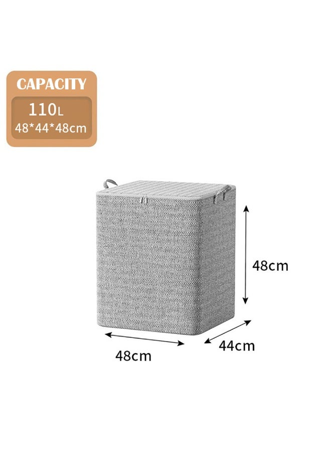Fabric Storage Bins, 2 Pcs Foldable Nonwoven Storage Bags with Zipper and Handles for Clothing Blanket Bedding, Large Capacity Washable Clothes Storage Box for Closet Wardrobe (Grey, 110L)  - Image 2