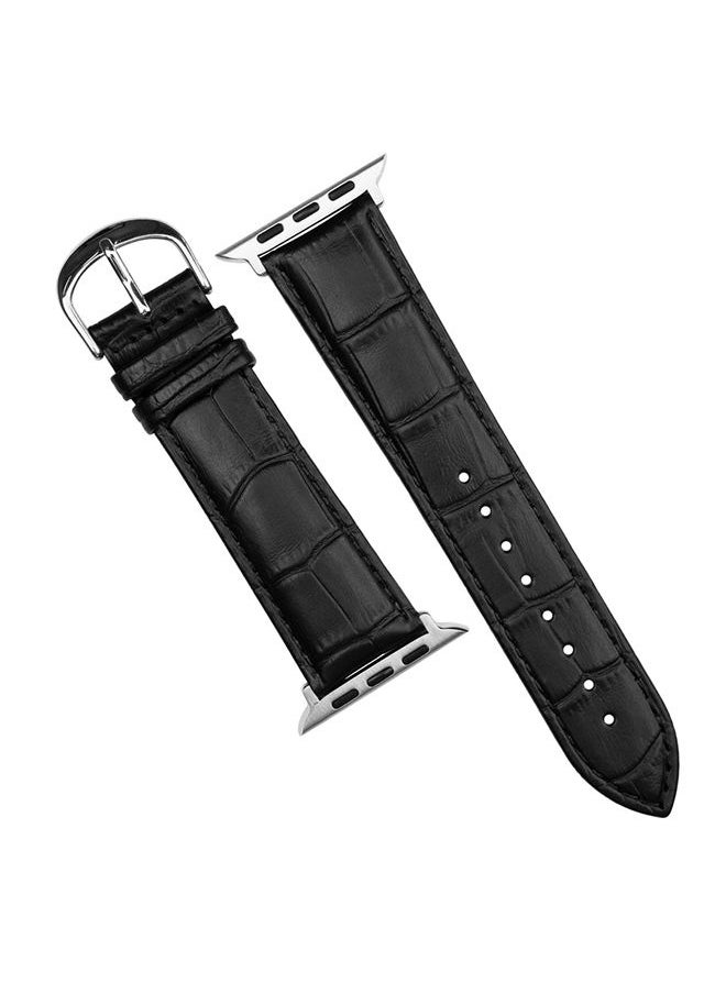 O Ozone - Leather Strap For Apple Watch Series 10 | Ultra 2 | 8 Ultra | 9 | 8 | 7 | 6, 49/46/45/44/42mm, Premium Leather Smartwatch Wristband Strap- Black - Image 1
