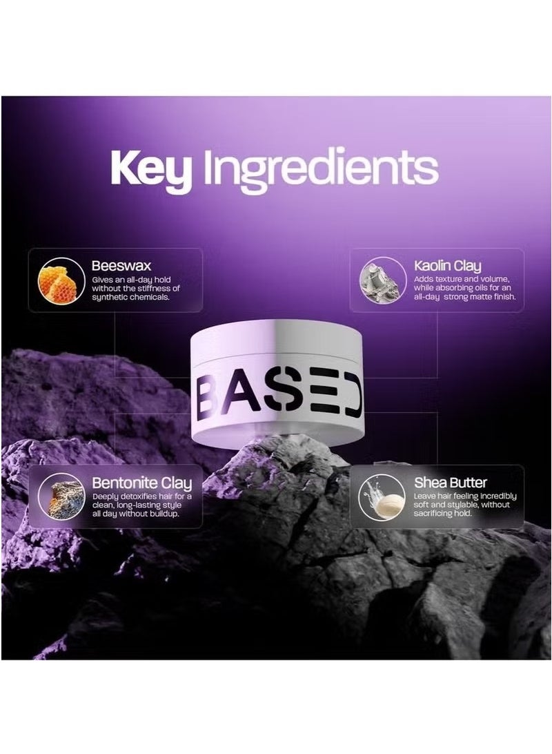 Based Hair Clay for Men, Premium Hair Clay with Strong Hold, Texturizing Finish, & Zero Shine, Styling Clay for Medium, Thick, Straight, or Wavy Hair, Santal Sandalwood Fragrance (3oz Pack of 1) - Image 2